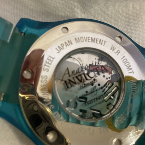 Invicta Model 1664 Men's Anatomic SS Case Light Blue Plastic Band Quartz Watch - Picture 9 of 10